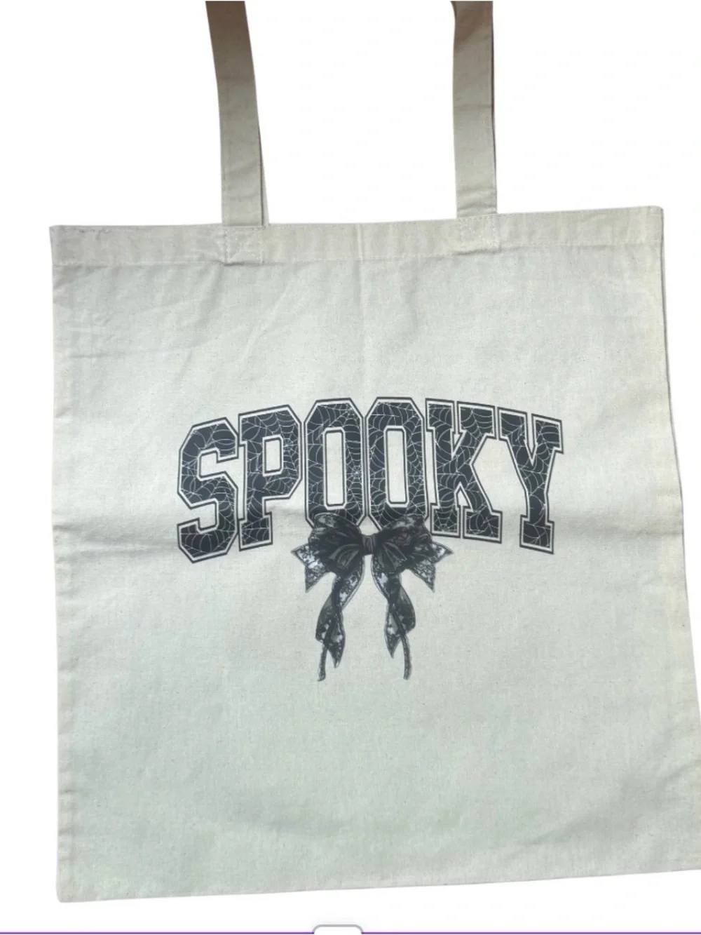 Spooky Canvas Tote Bag - Cream